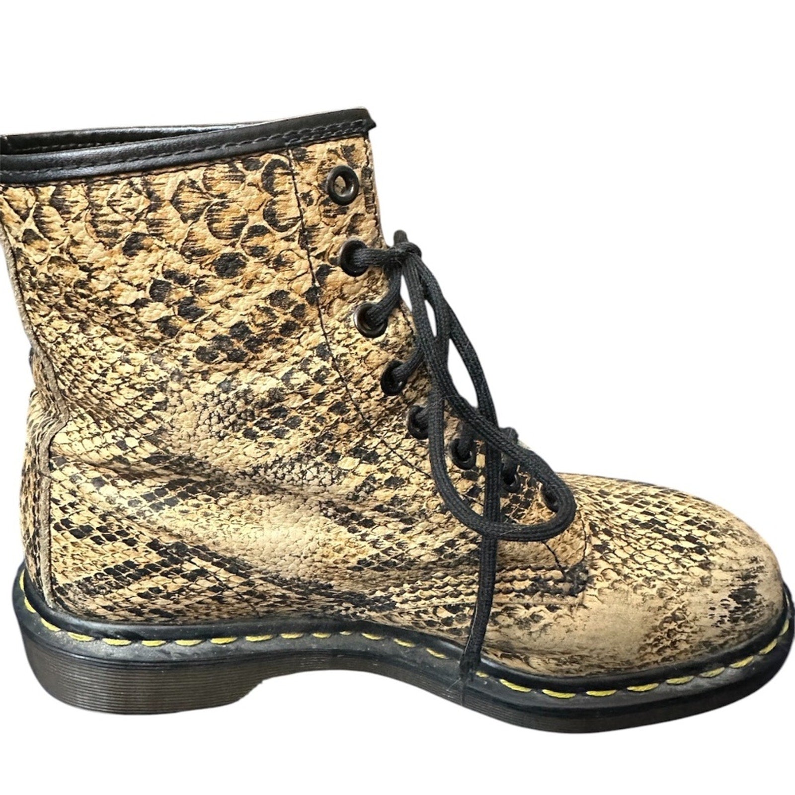 Dr. Martens Reptile Print Leather Boots - Vintage 1990's Docs - Ladies size 9 US