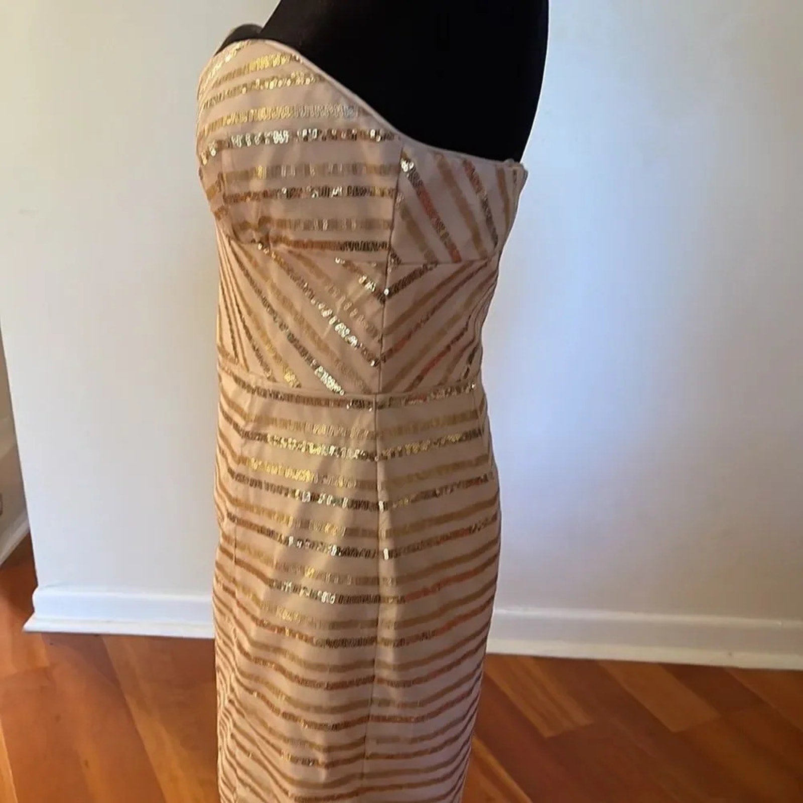 NWT Cache Gold sequin rule strapless dress - size 6