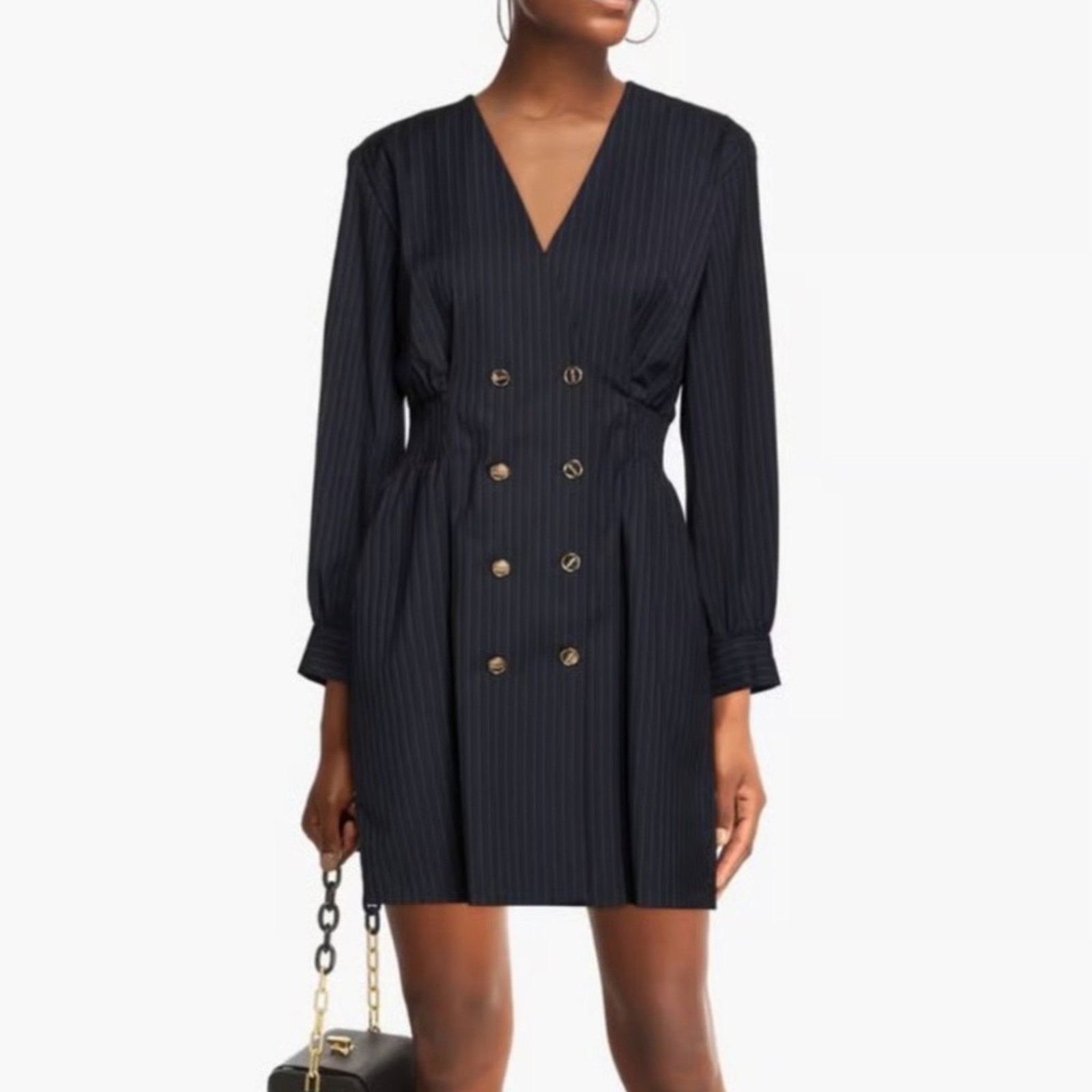 SANDRO MARYLOU PINSTRIPED MINI DRESS - size 38 (US 6)