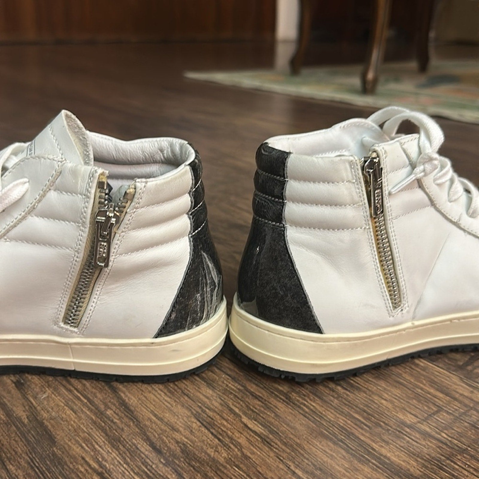 P448 Scarpe P448 Uomo Skate White Black Made In Italy Pell - size 8.5