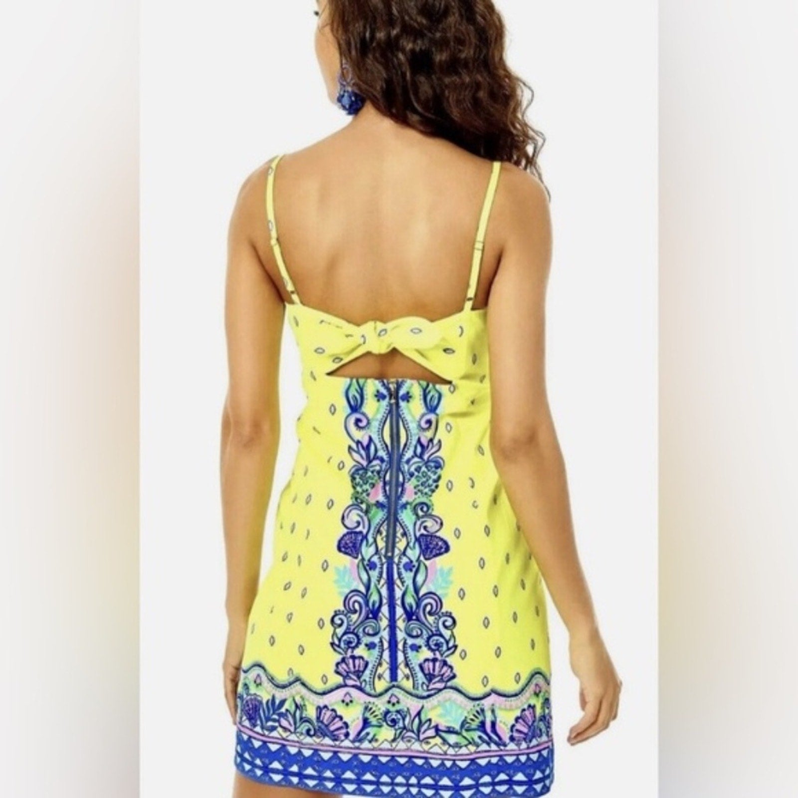 LILLY PULITZER SHELLI STRETCH DRESS LORO GREEN PINEAPPLE RIVERA YELLOW - size 8