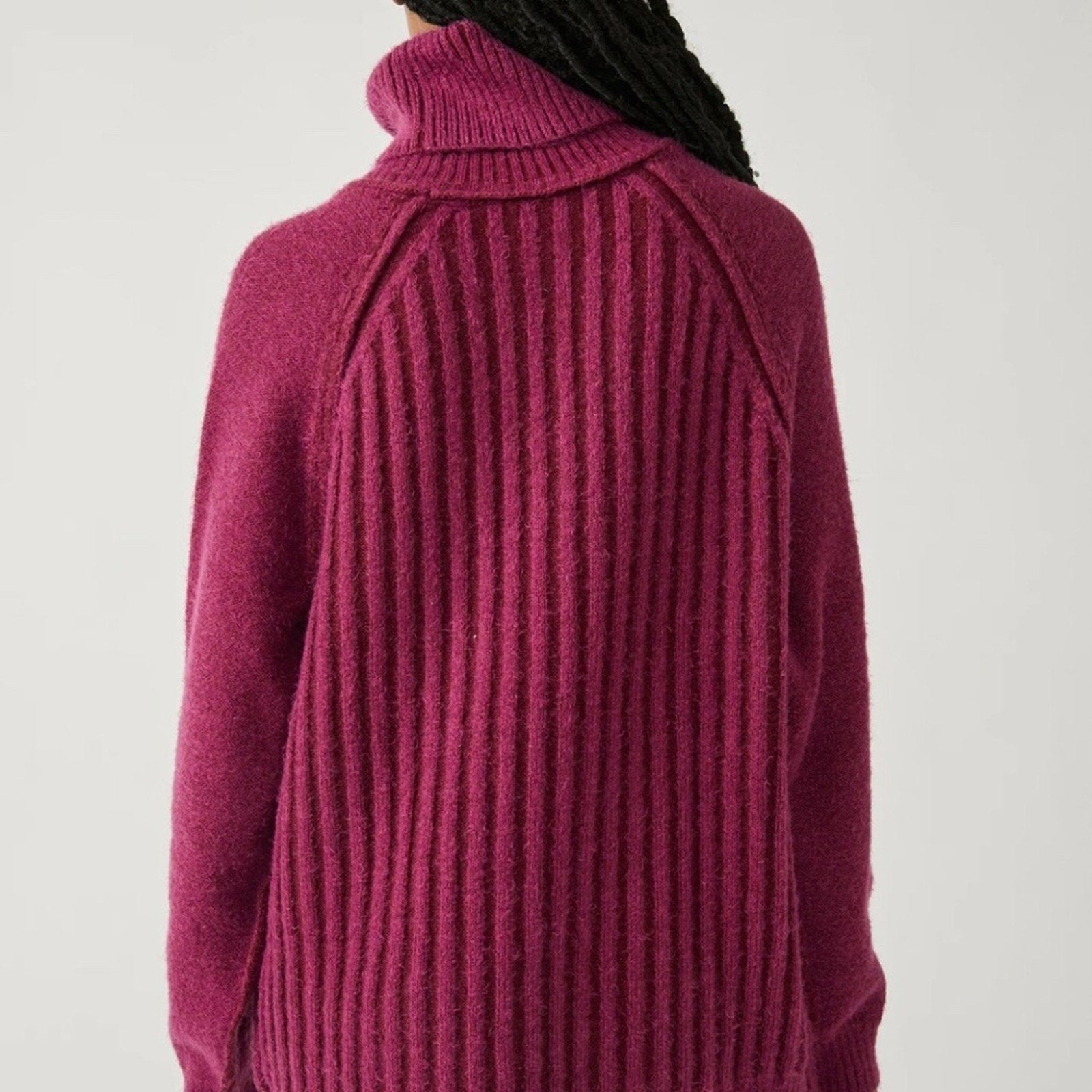 NWT Free People Big City Turtleneck Sweater Mulberry - size M