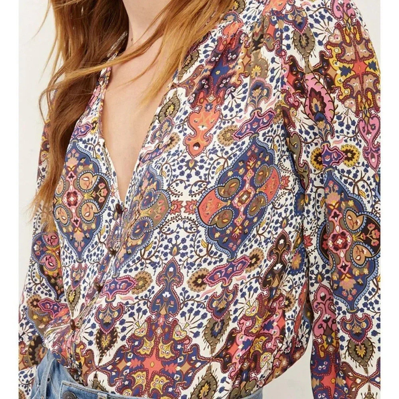 NEW Veronica Beard Sura Tapestry-Print Blouse - size 2