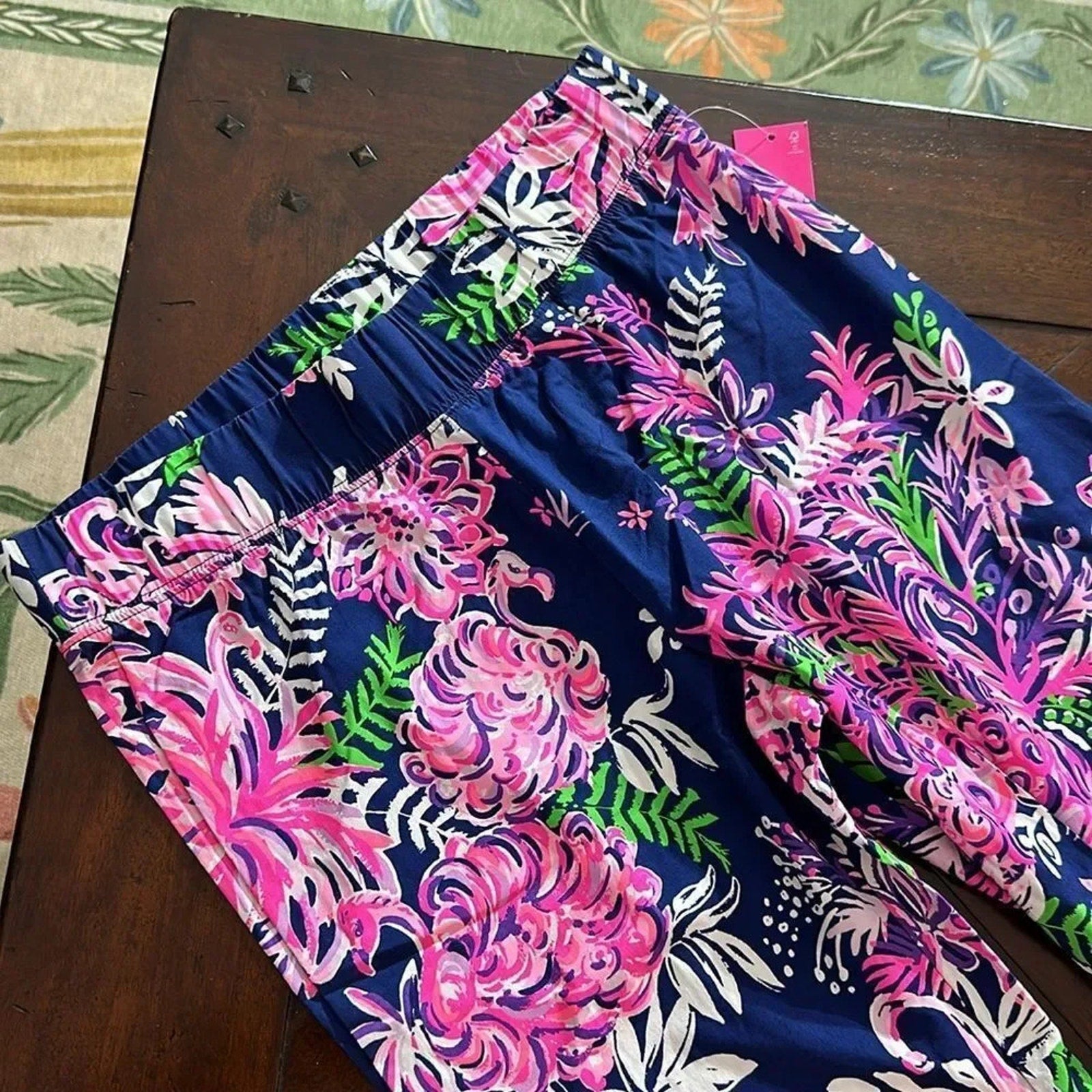 NWT Lilly Pulitzer  33" Bal Harbour Mid-Rise Palazzo Pant in Oysterbay navy - S