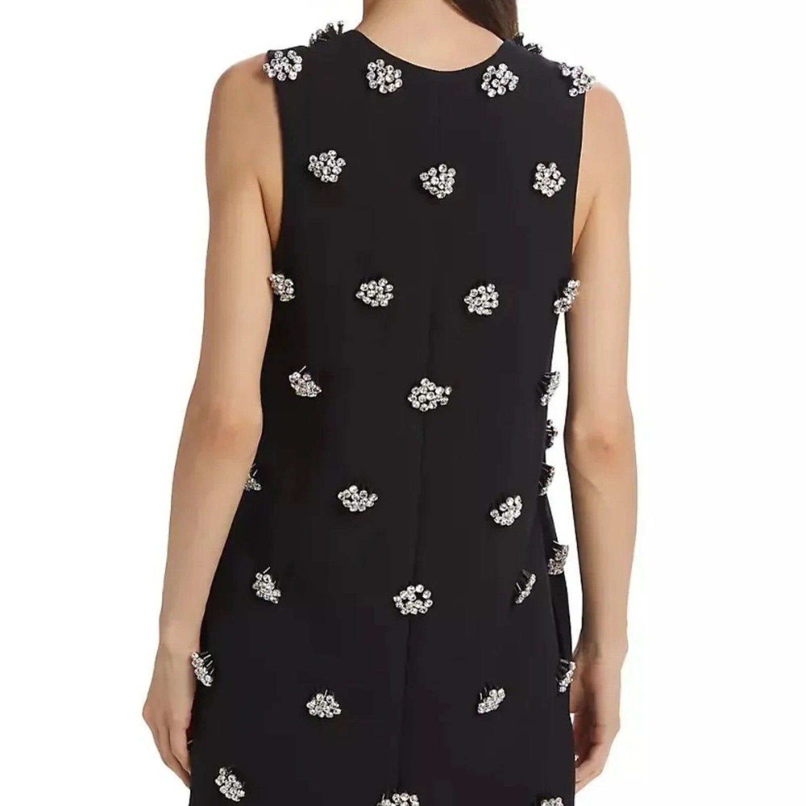 NEW Brandon Maxwell The Sherry Rhinestone Floral Wool Blend Dress - size 8