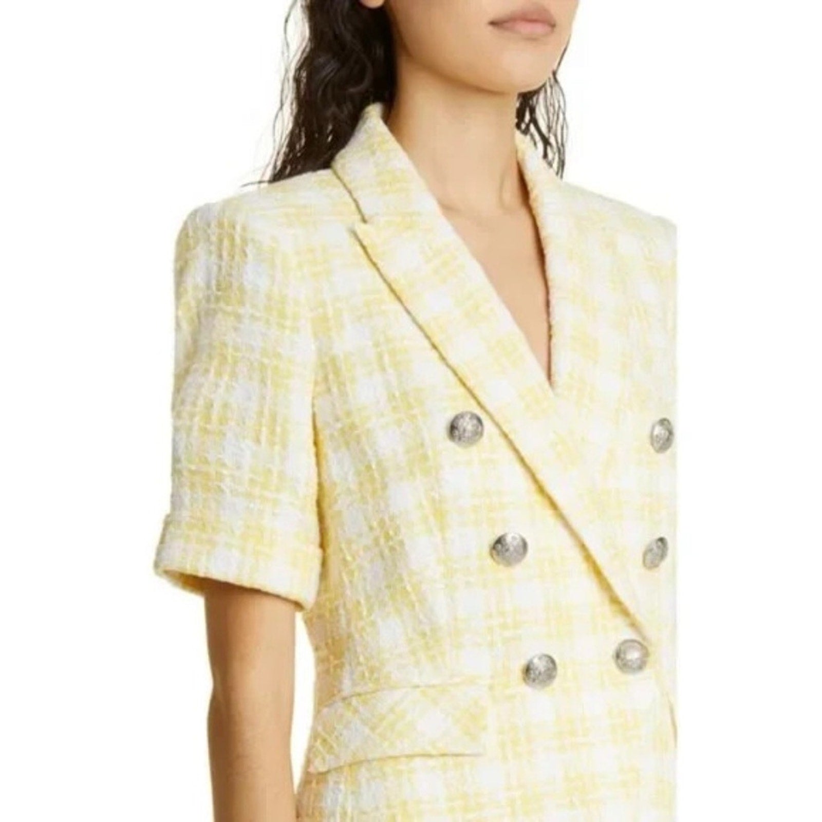 NWT Veronica Beard - Jenny Pale Yellow Tweed Dickey Jacket - size 10