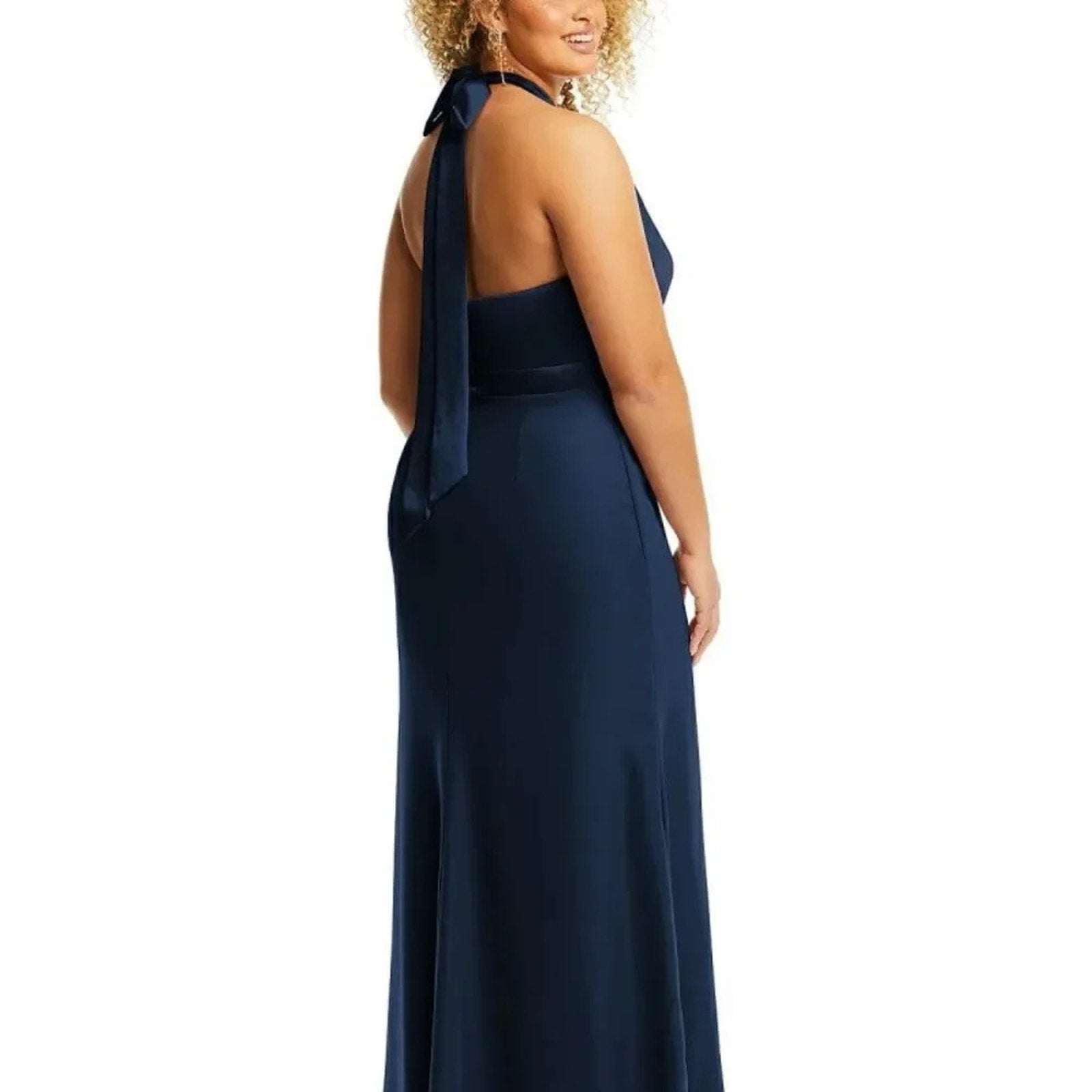 NWOT AFTER SIX High-Neck Open-Back Maxi Dress with Scarf Tie - size 14