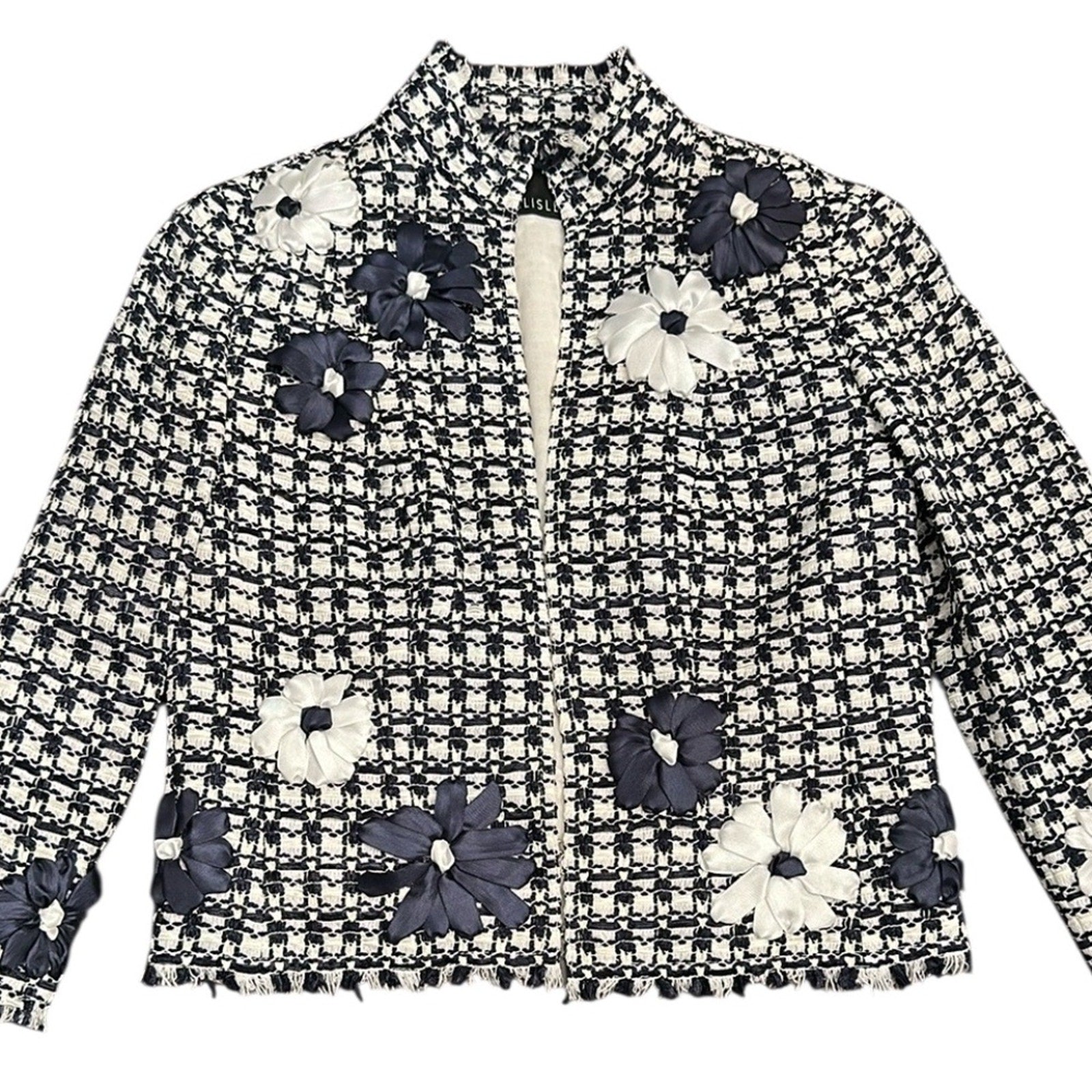 Carlisle navy white floral tweed jacket - size 8