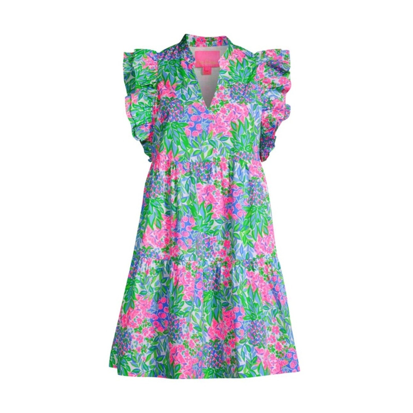 Lilly Pulitzer Aldena Ruffled Tiered Minidress In Multi A Cherry On Top - size L