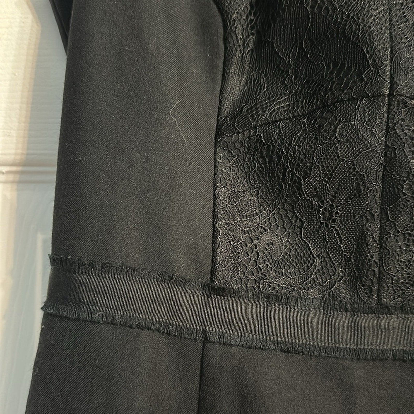 Rebecca Taylor Black Wool Blend Sheath Dress Lace Embellishments - Size 2