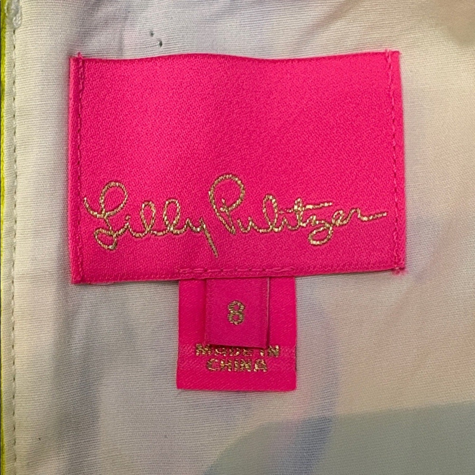 LILLY PULITZER SHELLI STRETCH DRESS LORO GREEN PINEAPPLE RIVERA YELLOW - size 8