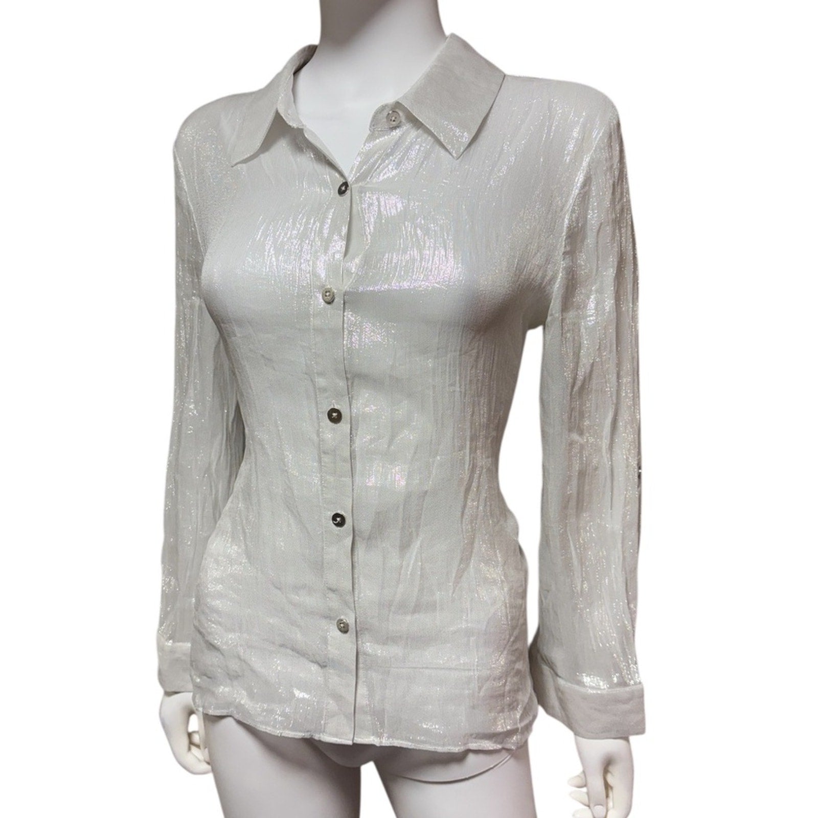 Alice + Olivia Shiny Metallic Blouse - L