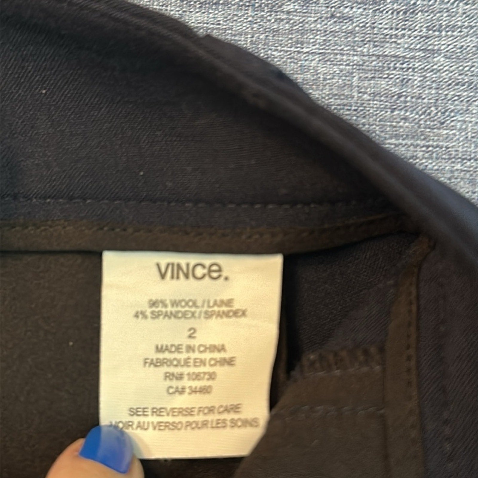 VINCE STRAPPING' STRETCH WOOL TROUSERS IN COASTAL BLUE - size 2