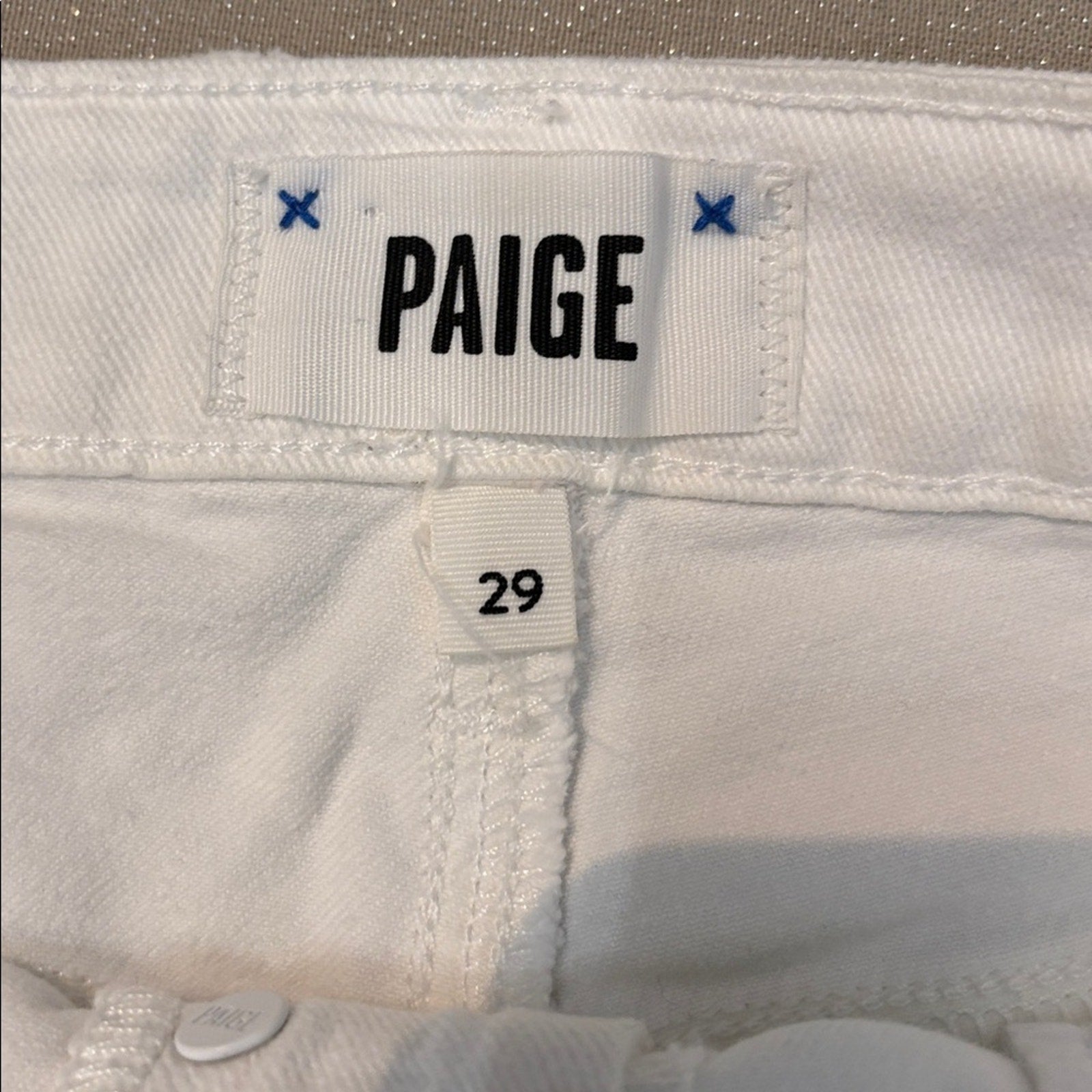 PAIGE Sarah Longline Shorts Raw Hem Destructed Distressed Wild White - size 29