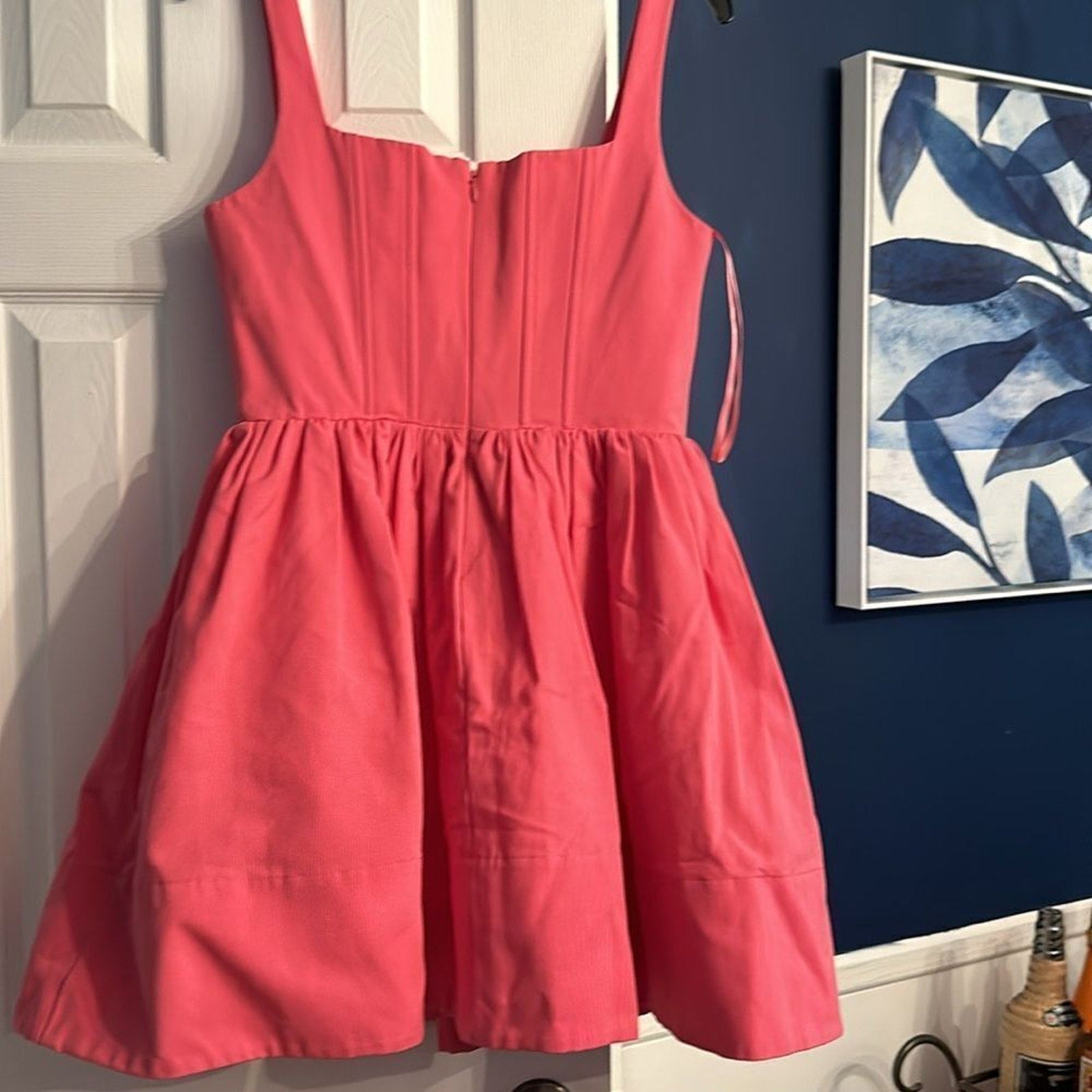 NEW STAUD Landscape bustier cotton-blend minidress - size 8