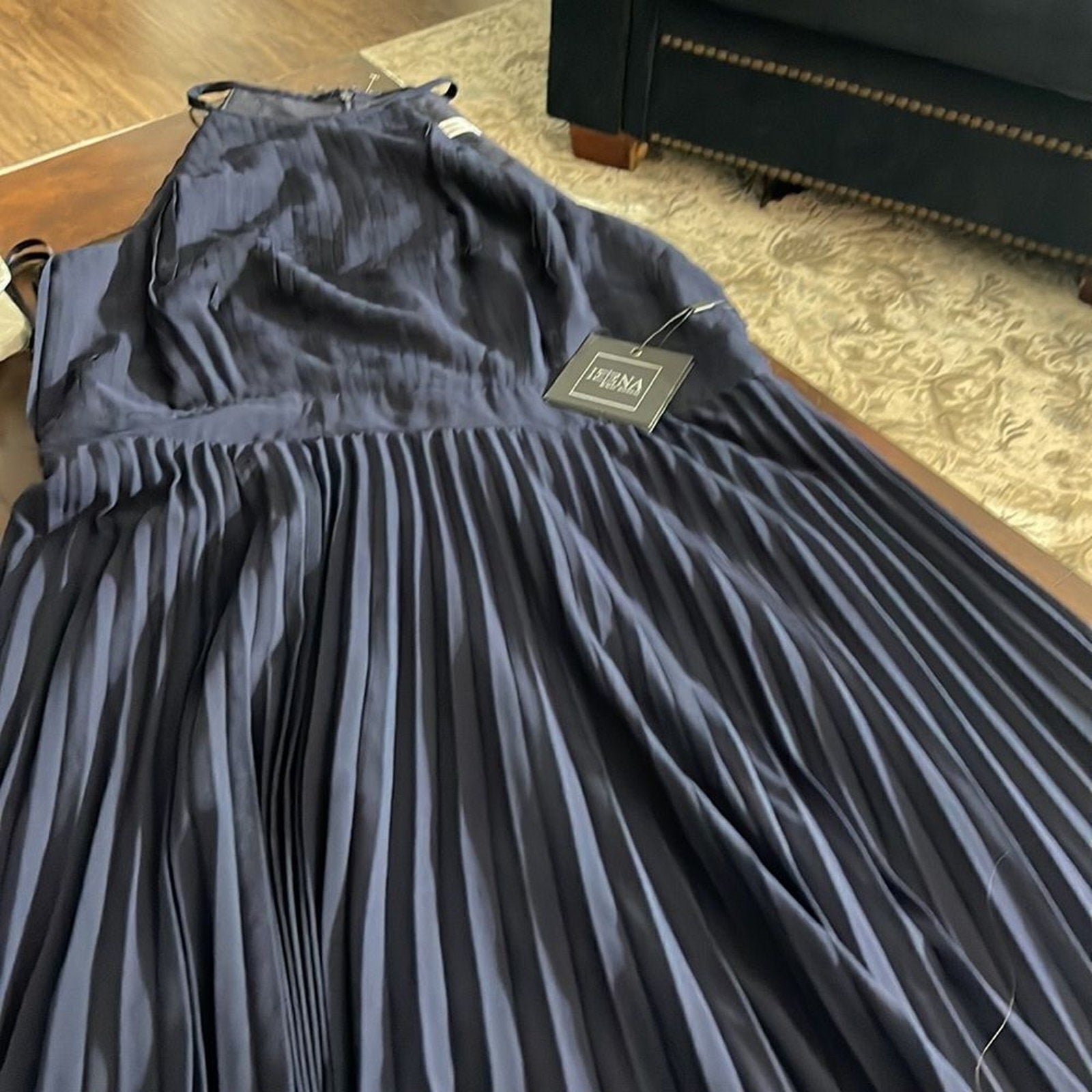 NWT Ieena for Mac Duggal 12496 High Neck Pleated Dress - size 14