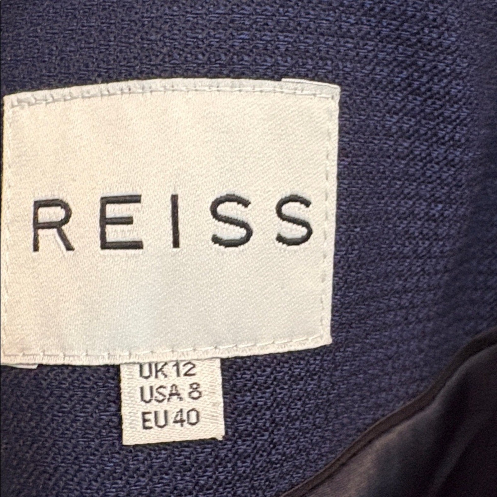 Reiss Womens Navy Single-Breasted wool blend blazer - size 8