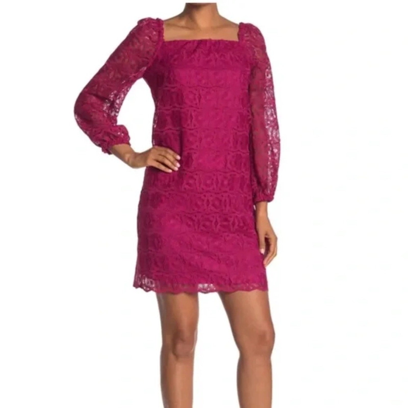 Trina Turk Bottle Square Neck Crochet Lace Mini Shift Dress - size 0