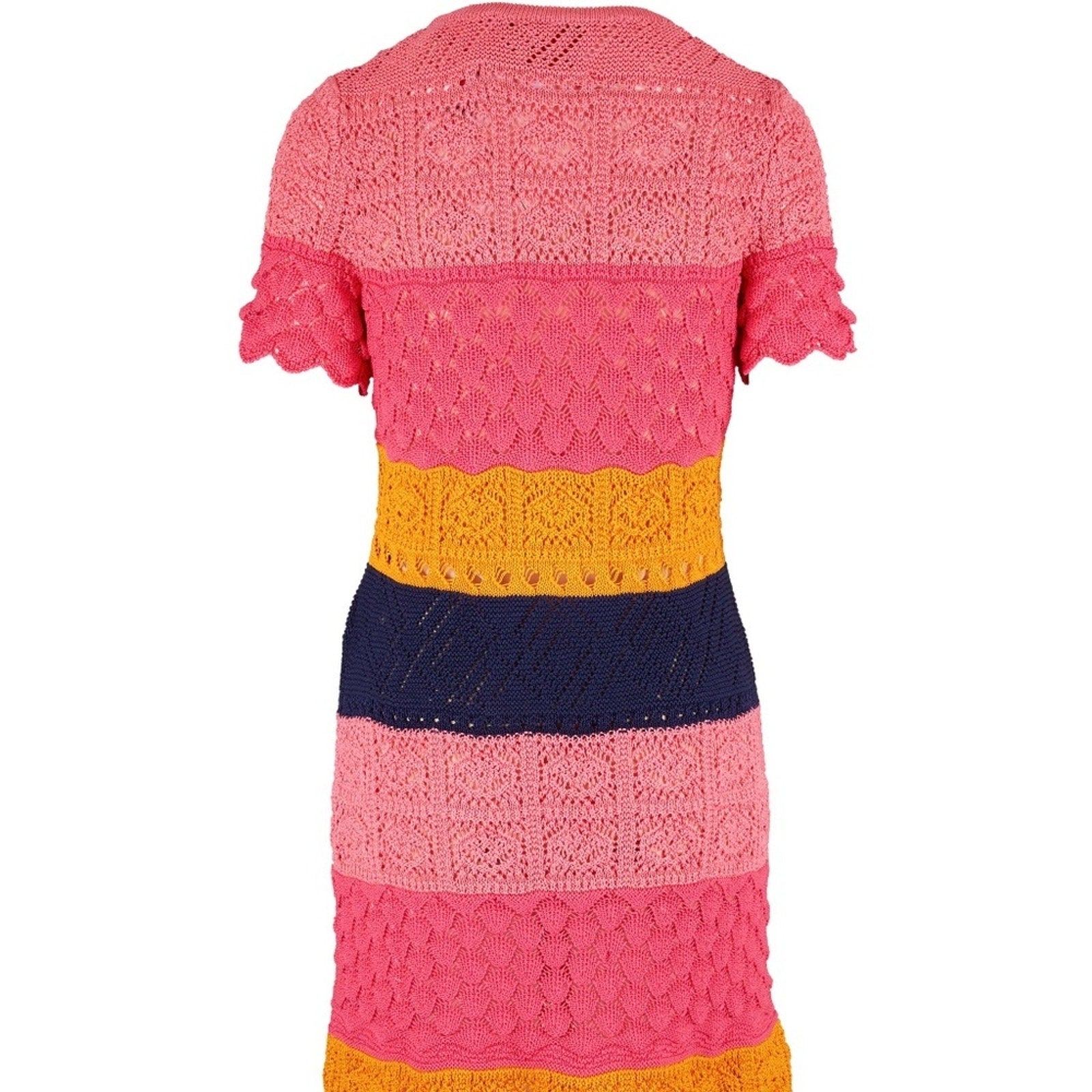 NEW Carolina Herrera  Multicolor Crochet Stripe Shift Dress - size M