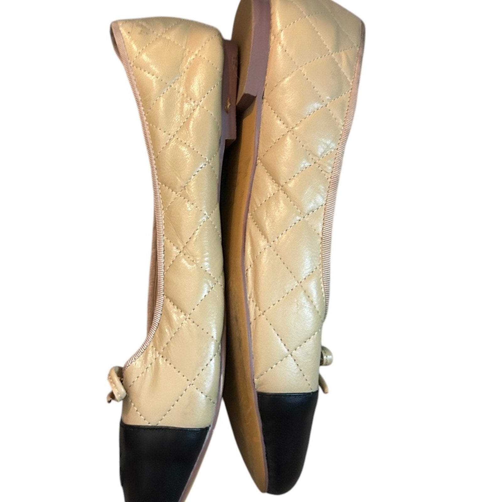Chanel ballet flats Aged Calfskin beige black - size 42 (=US 11.5)