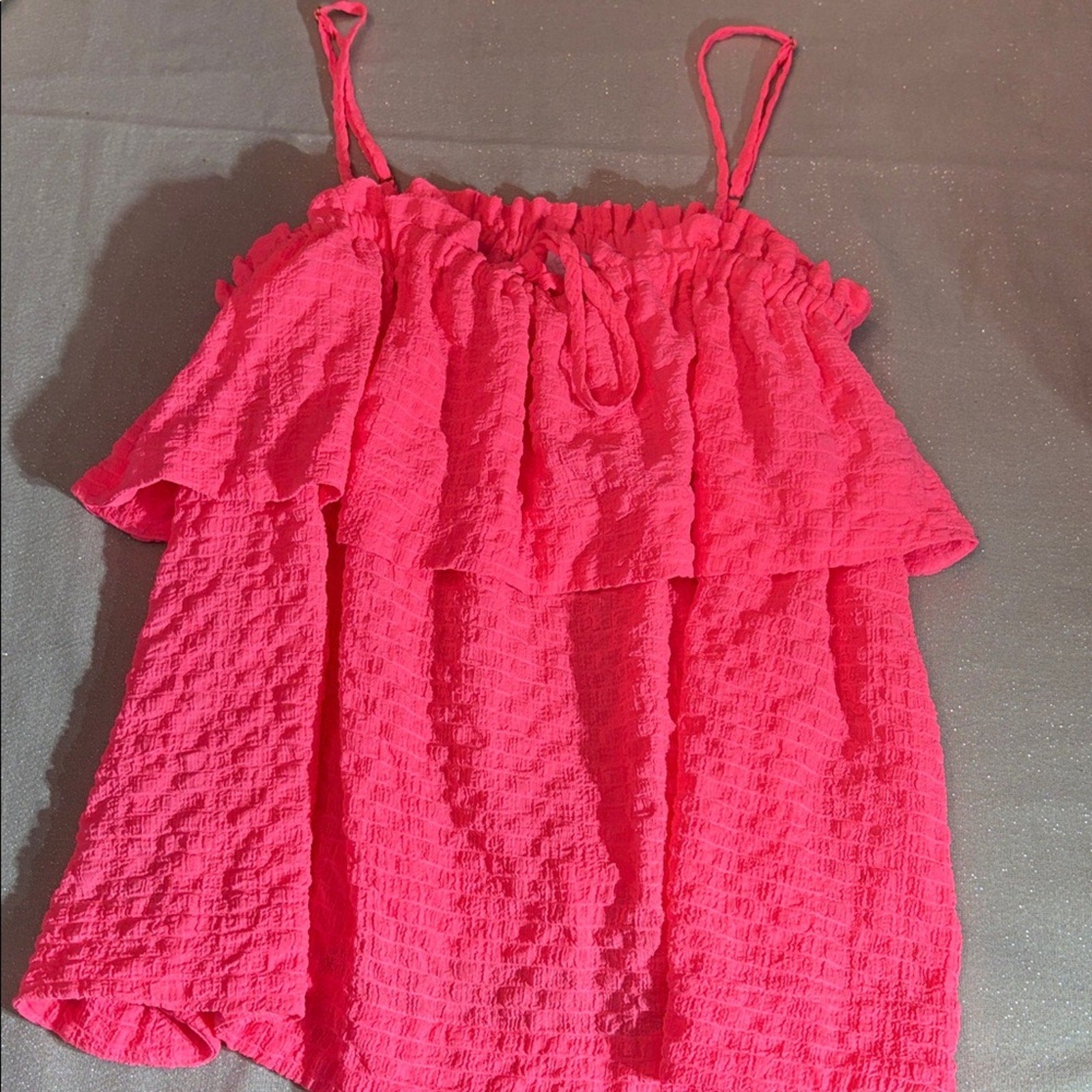 Lilly Pulitzer mays hot pink tank top ruffle preppy beach tassel - size Small