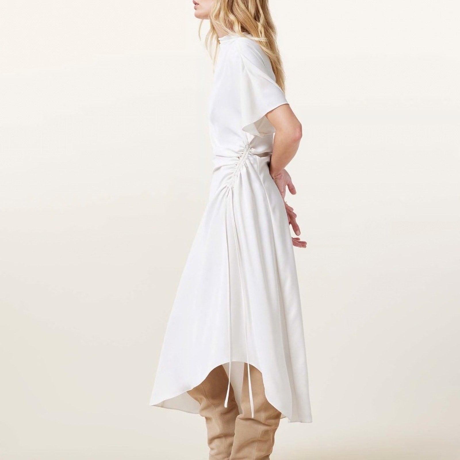 NEW AllSaints Rosie Mock Neck Side Drape Asymmetric Maxi Dress -size 8