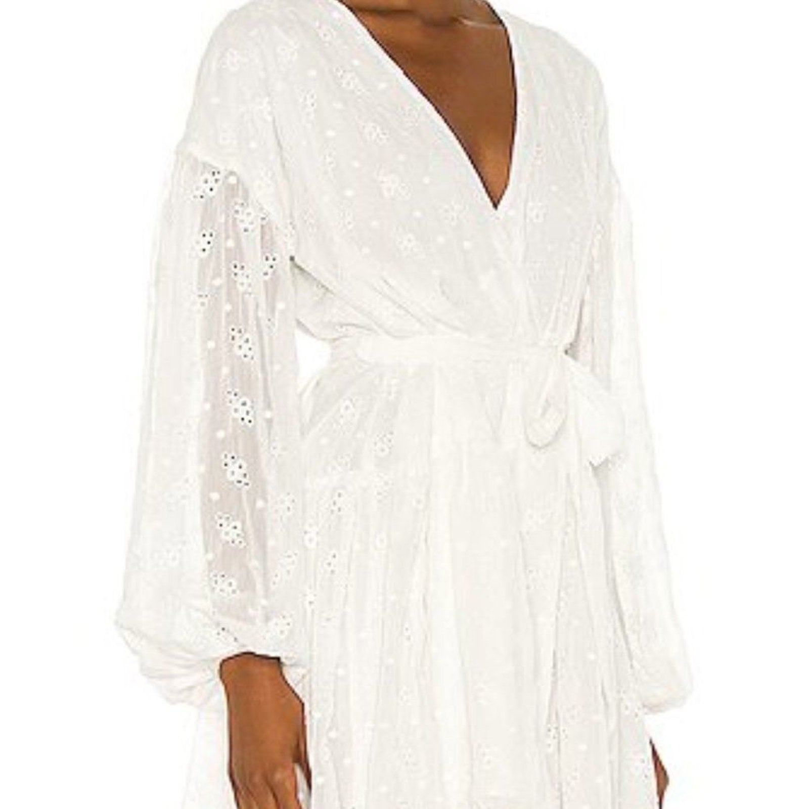 NWOT MINKPINK Jessika Drop Waist Mini Dress Eyelet Balloon Sleeve - size small