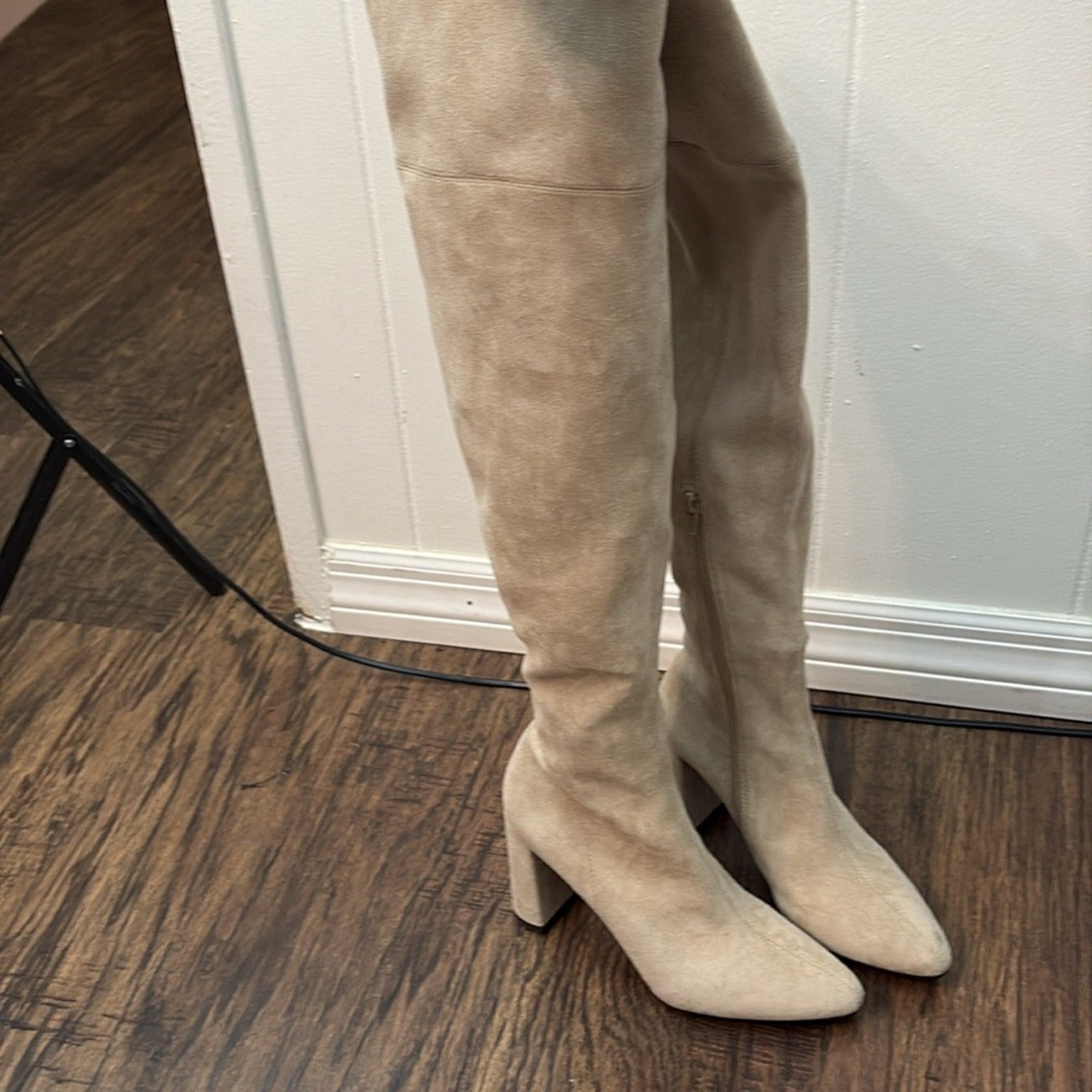 NEW Jeffrey Campbell Parisah Block-Heel Pointed-Toe Over-the-Knee Dress Boots 6