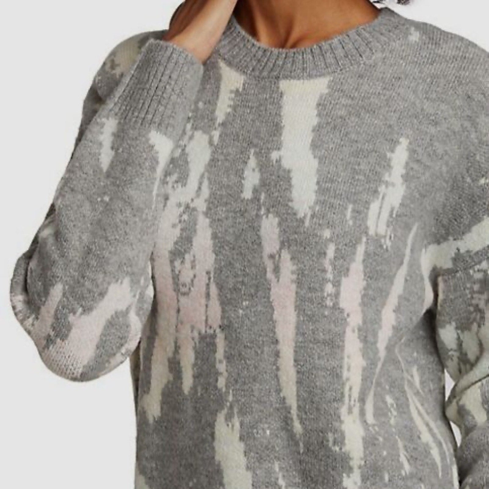 NWT Rails Women's Gray Virgo Tie Dye Wool-Blend Pullover Sweater - size Large