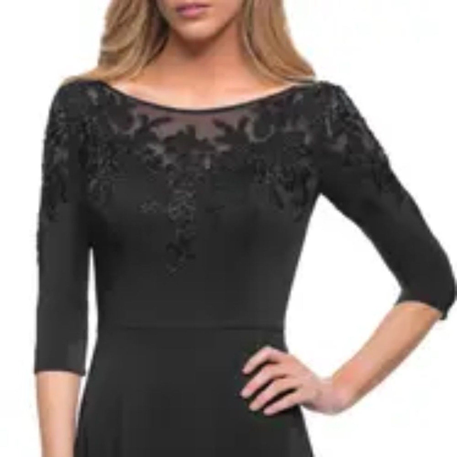 NEW La Femme 29227 Embroidered Illusion Neck Gown - size 4