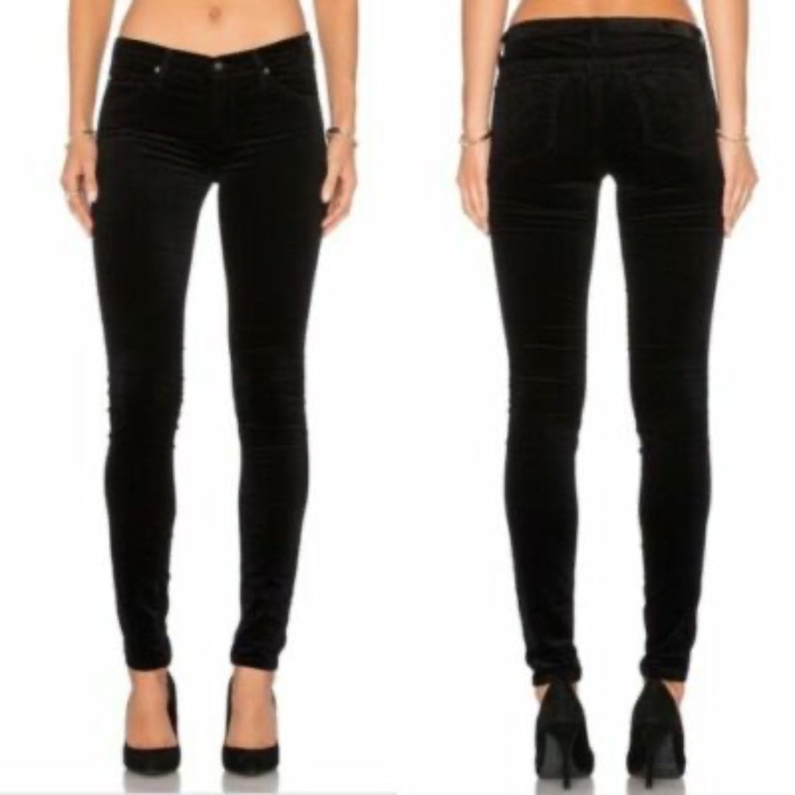 AG Jeans The Legging Super Skinny Velvet Leggings Super Black - size 27