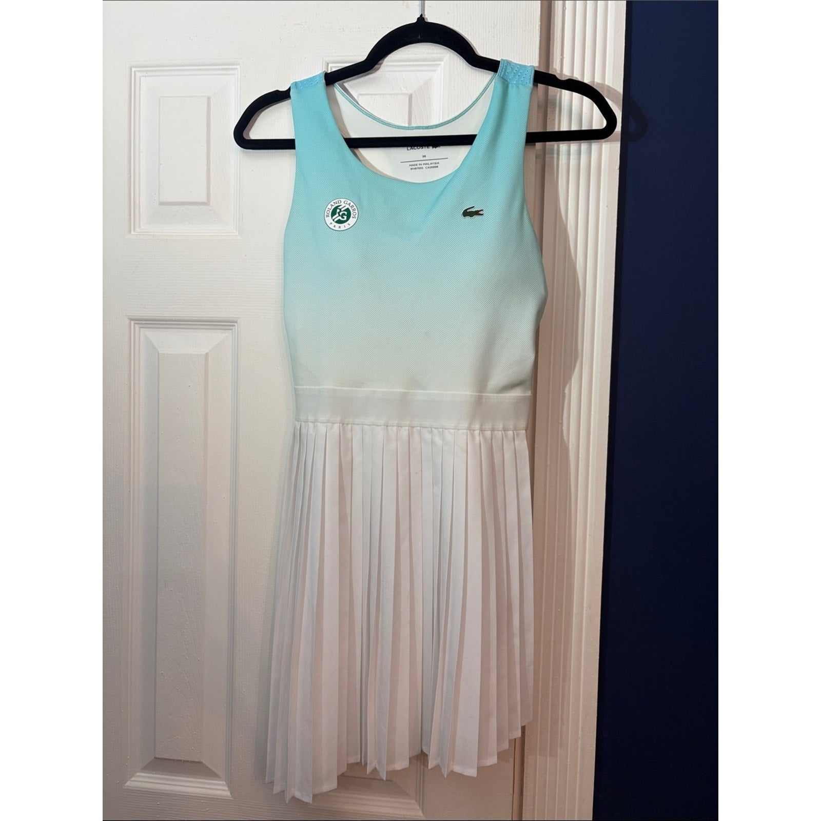 Lacoste SPORT Asymmetrical Pleated Dress Roland-Garros Edition - size 36 (small)