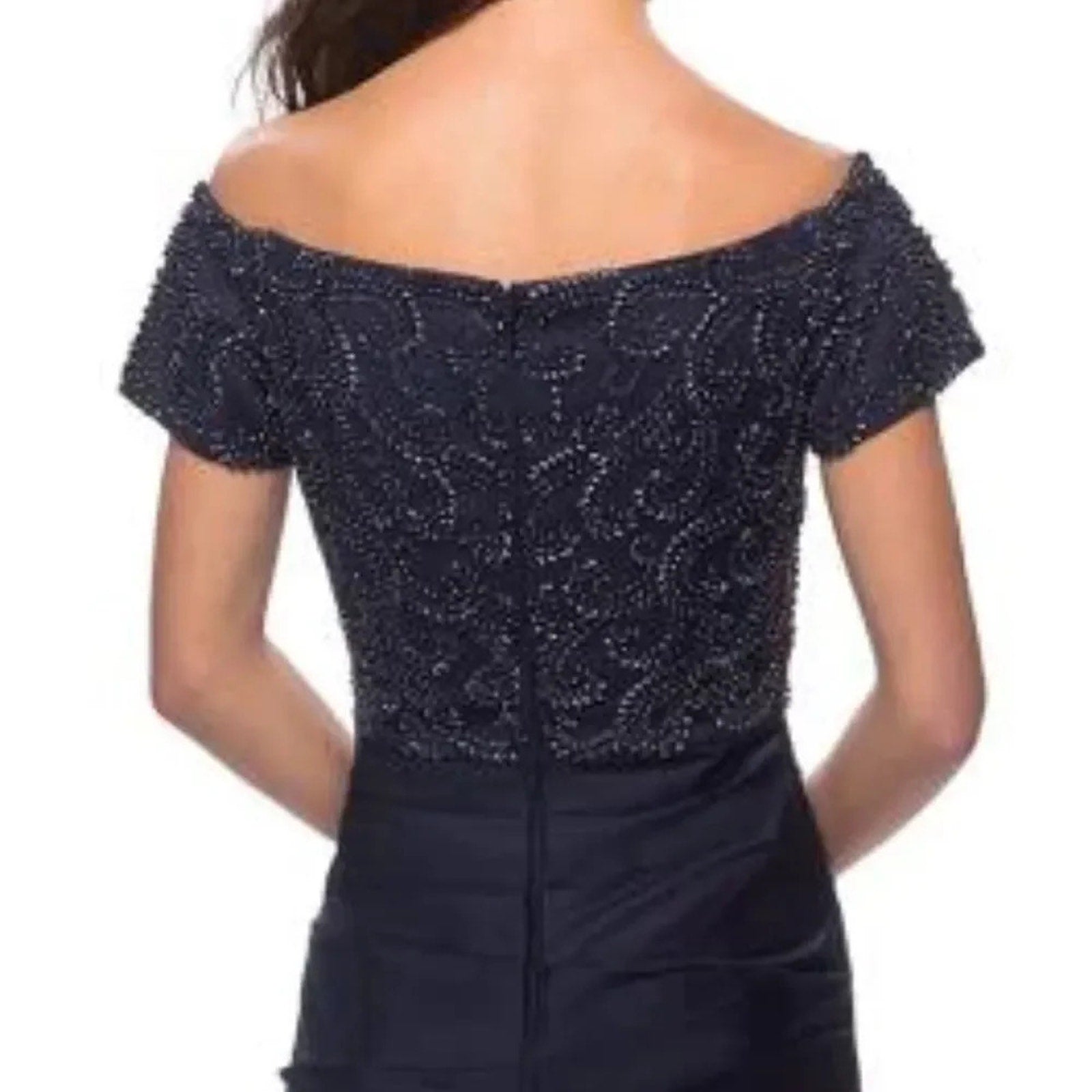 NWOT LA FEMME 25996 navy gown - size 8
