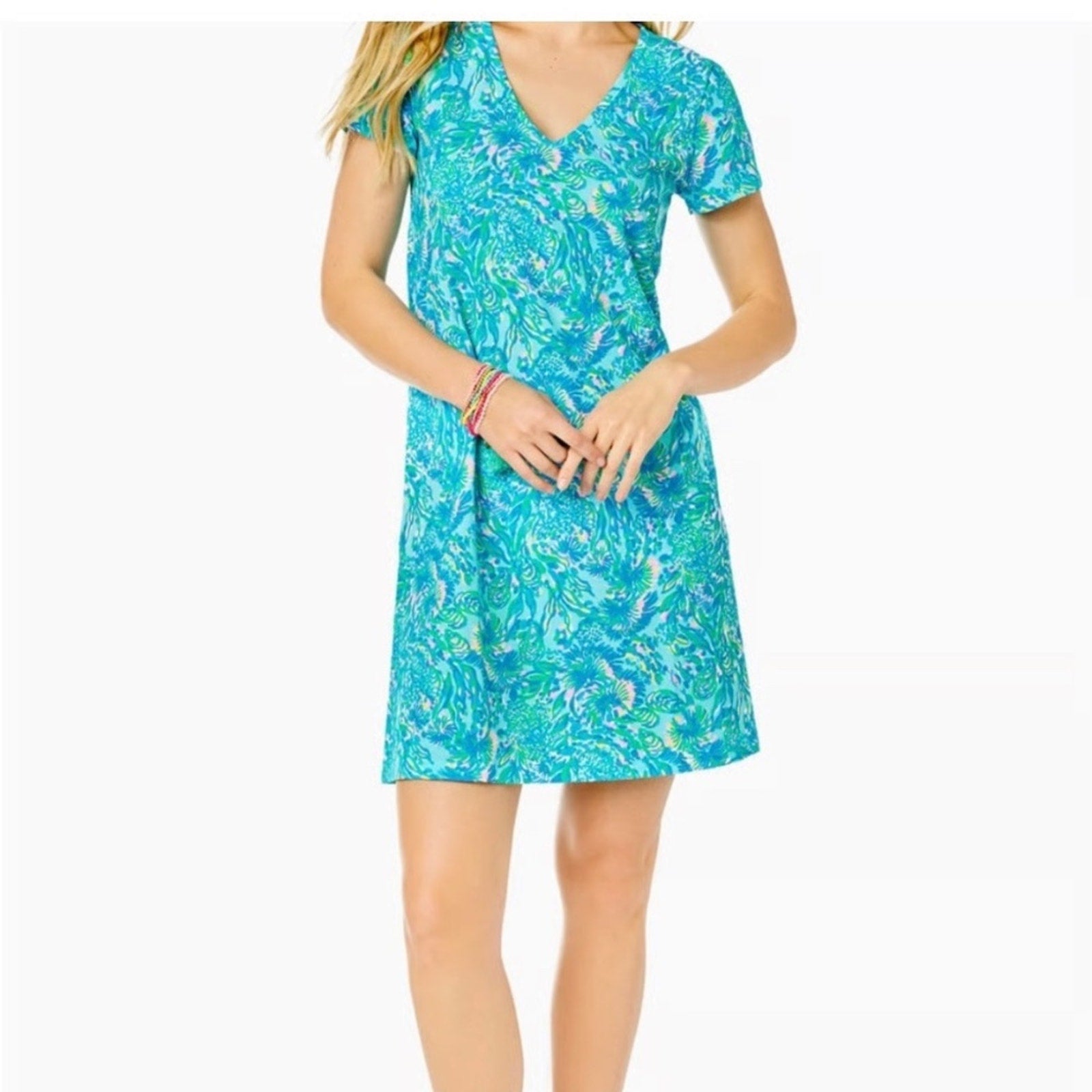 Lilly Pulitzer Etta Dress Surf Blue Green - size small