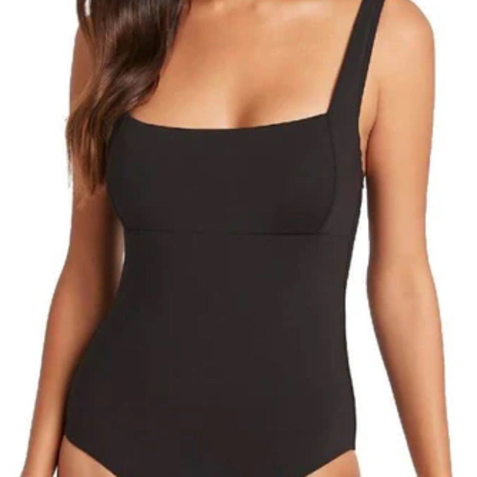NWT Sea Level Essentials Square Neck One Piece In Black