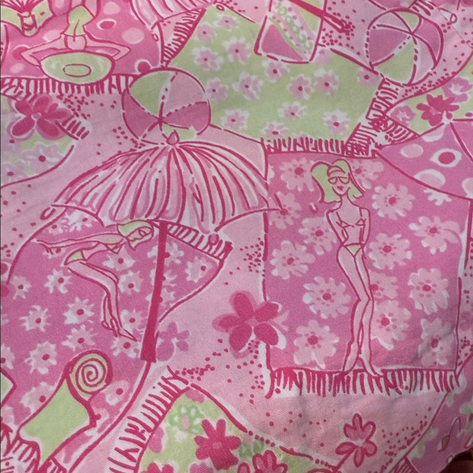 Lilly Pulitzer "Beach, Blanket, Bingo" Pink & Green Stretch Skirt - size 6