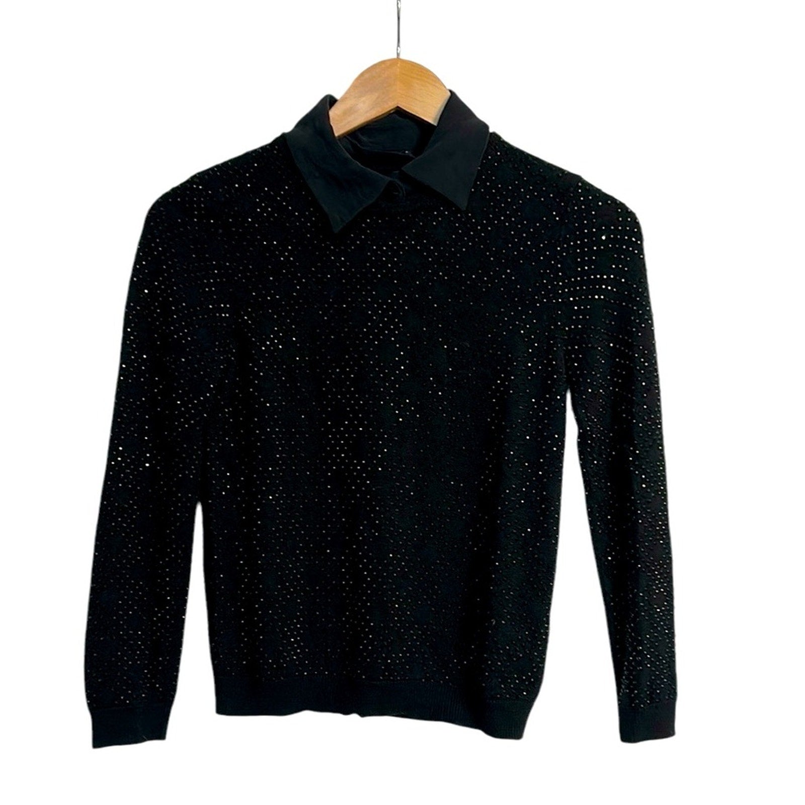 Alice + Olívia embellished wool sweater detachable collar - size small