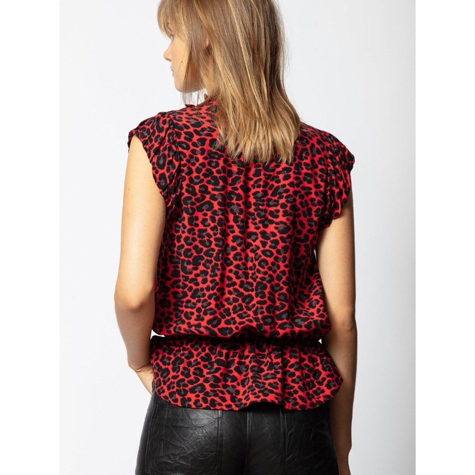 Zadig & Voltaire Tibo Print (Leopard) Top, Red - size XS