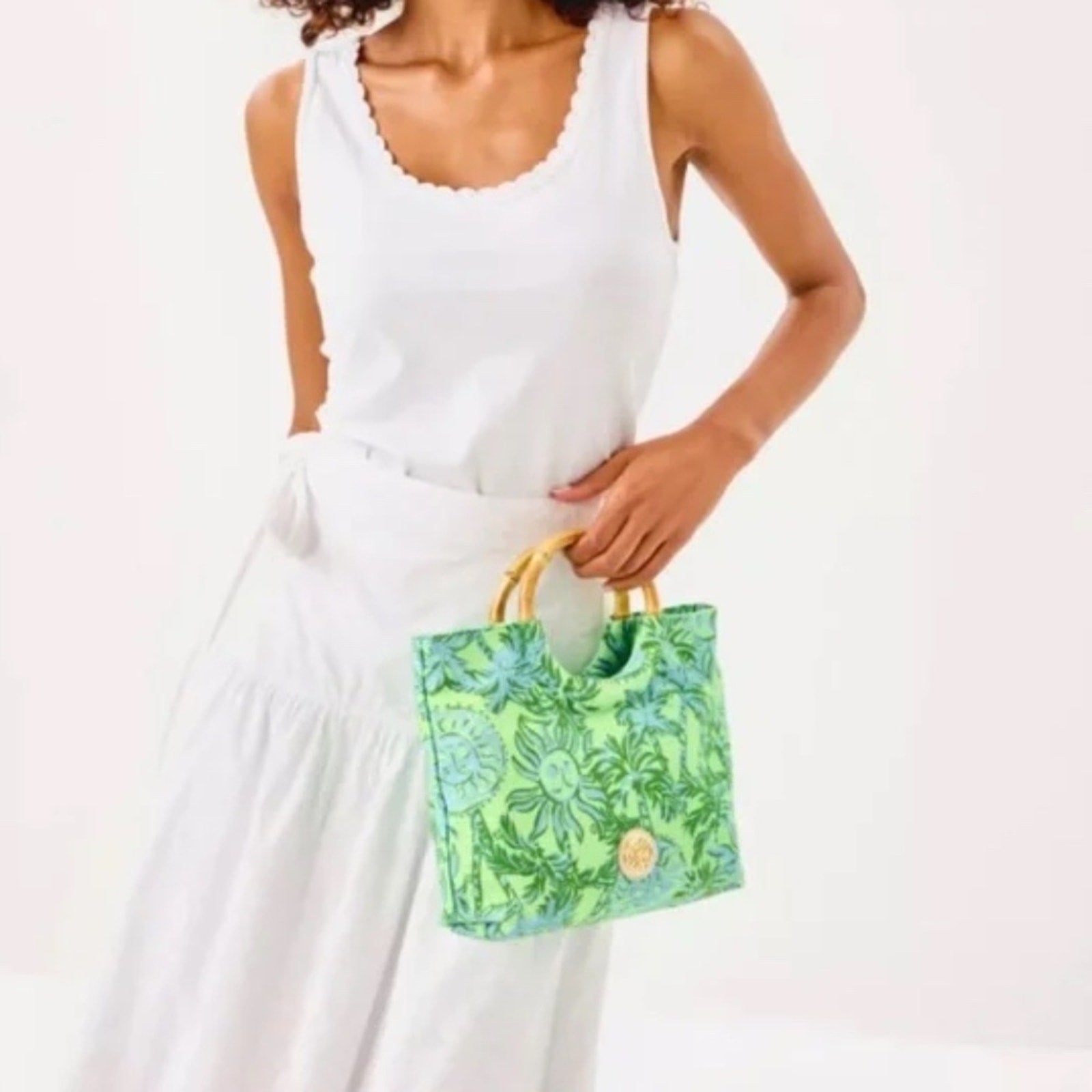NEW Lilly Pulitzer Bamboo Bag in Cool Mint Catchin Rays