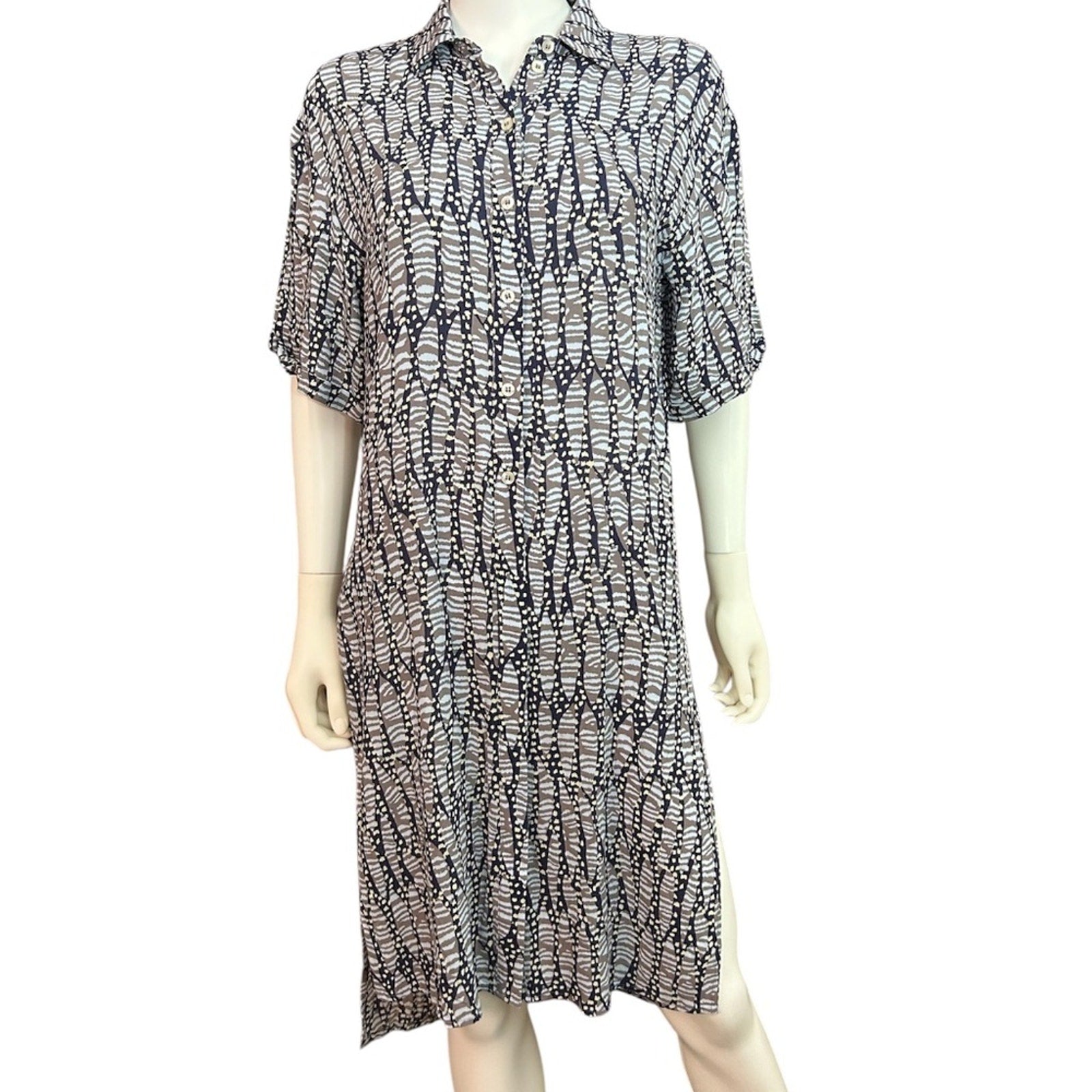 Anthropologie Oversized Print Shirt Dress with side slits - size XS