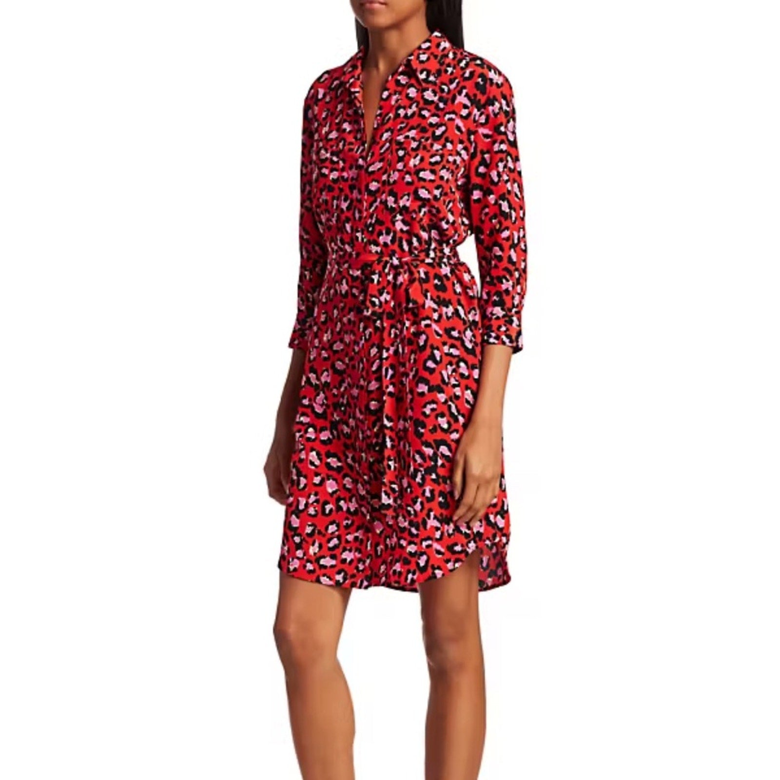 L'AGENCE Stella Leopard Print Shirtdress - size XS