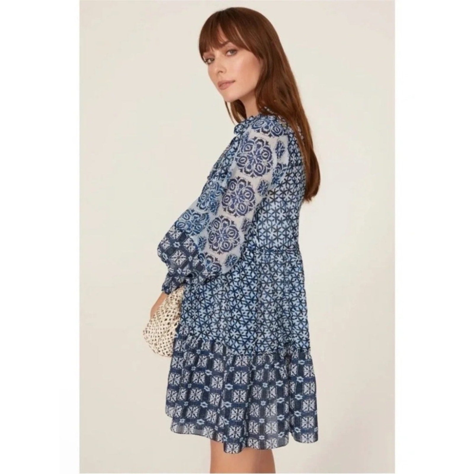 Maje Blue Patchwork Dress - size 38 (US 6)