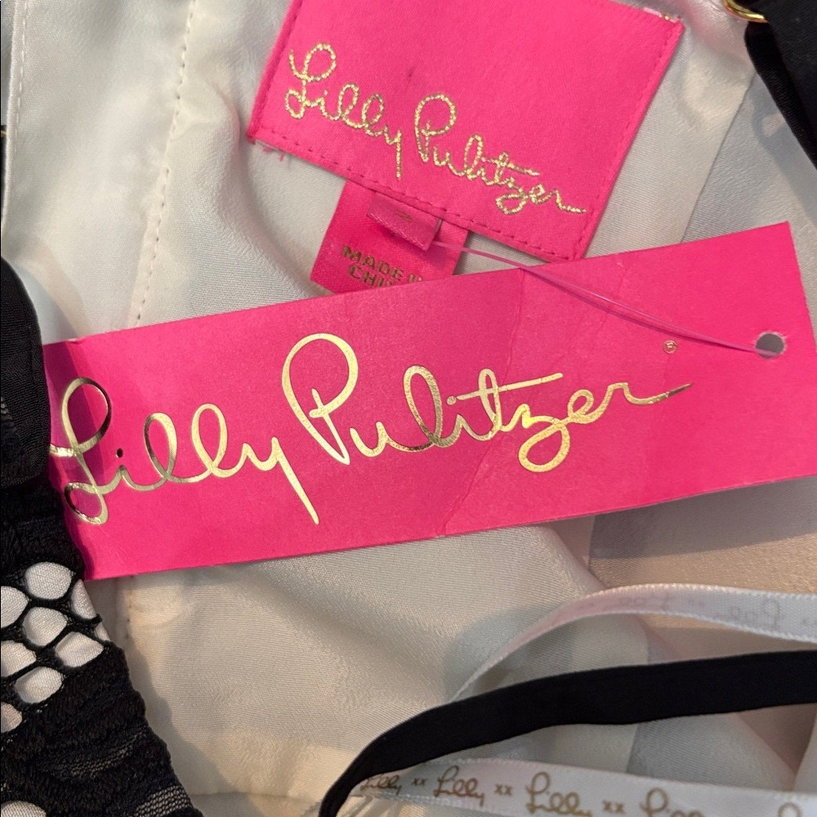 NWT LILLY PULITZER Camella Dress Two Tone Orchid Lace Onyx Black - size 2