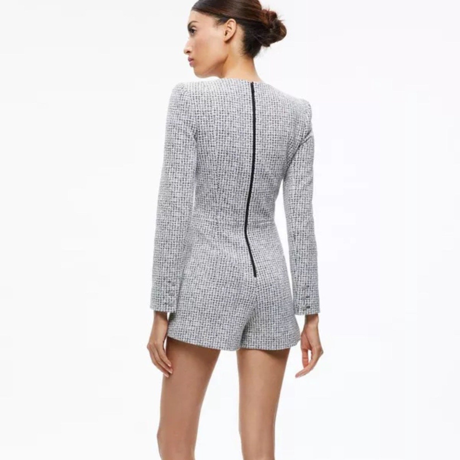 NWT Alice + Olivia Shiloh Button-Front Tweed Romper - size 4