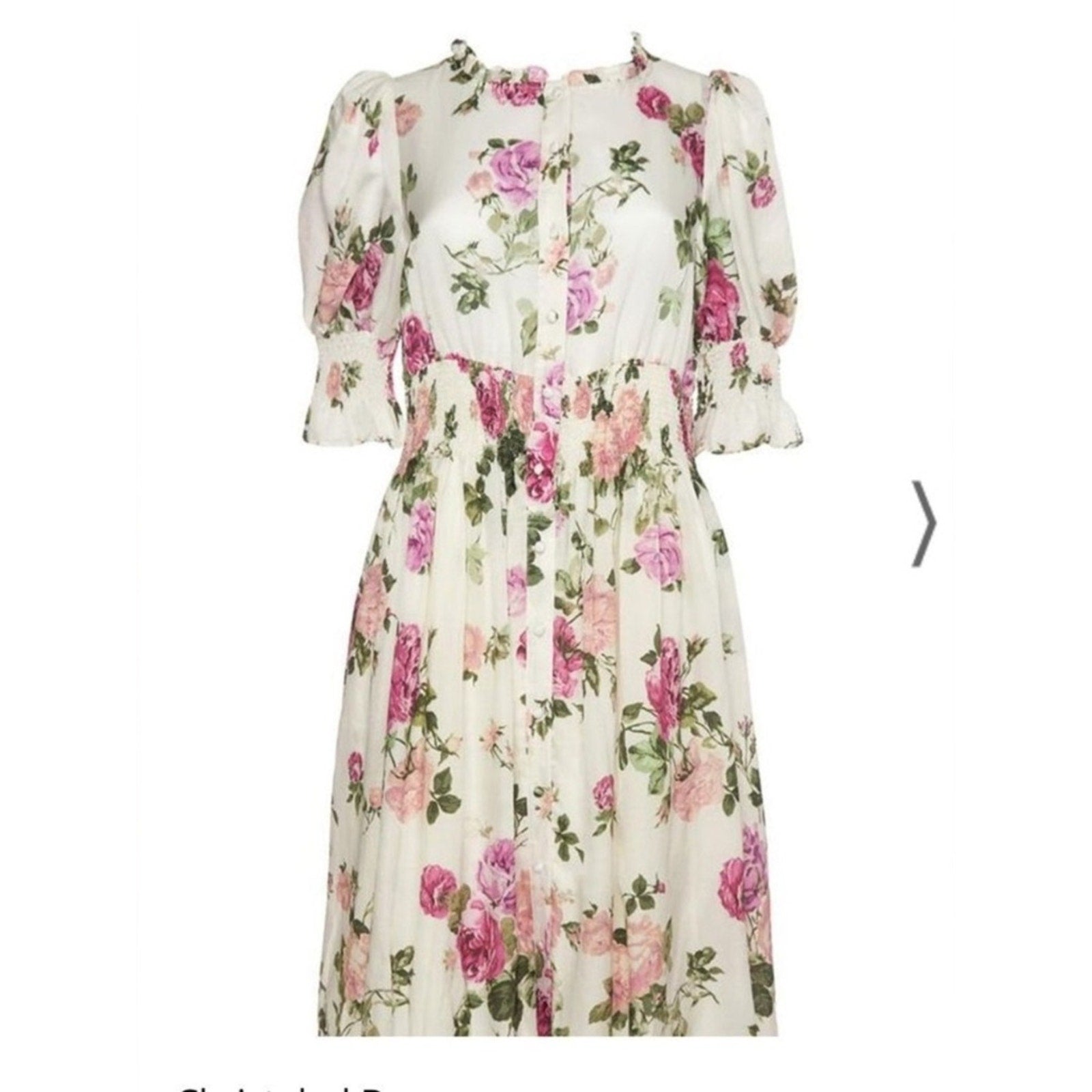 LoveShackFancy Cristabel Floral Silk Matte-Satin dress - XS 🌟