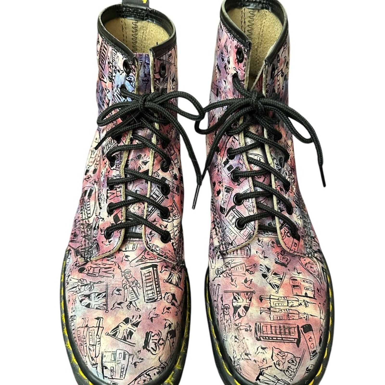 DR. MARTENS PINK LONDON ICONS LEATHER BOOTS VINTAGE - size 9 US women
