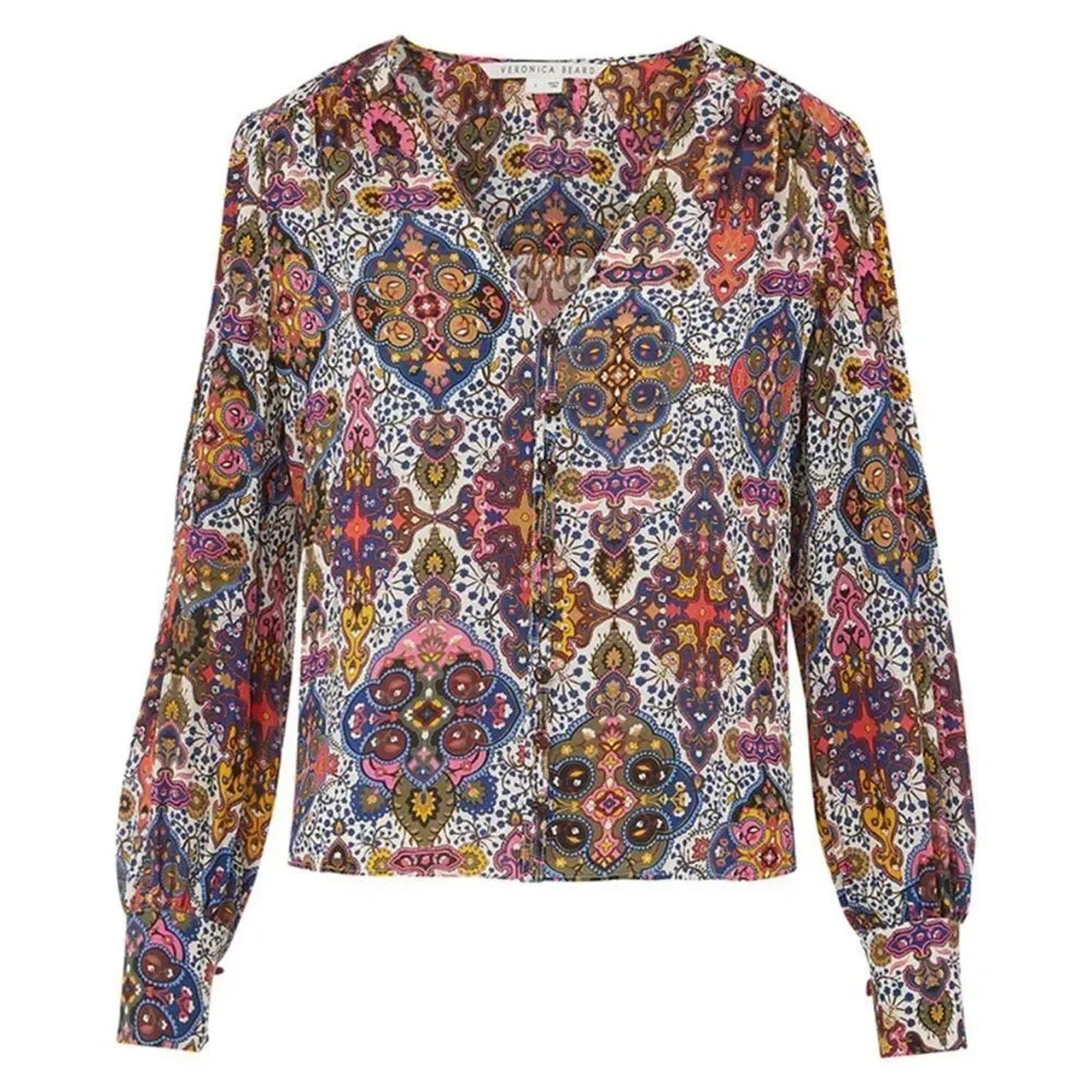 NEW Veronica Beard Sura Tapestry-Print Blouse - size 2