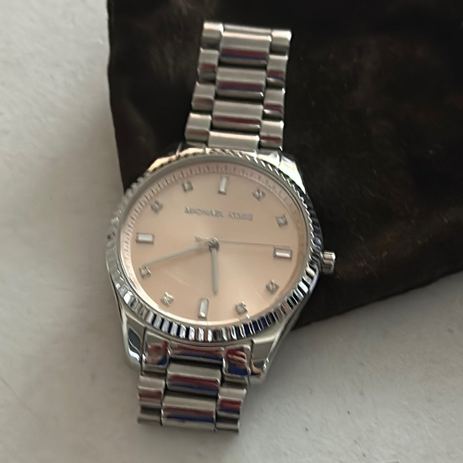 Michael Kors Slim Runway Light Pink Dial Stainless Steel Bracelet Watch MK3239