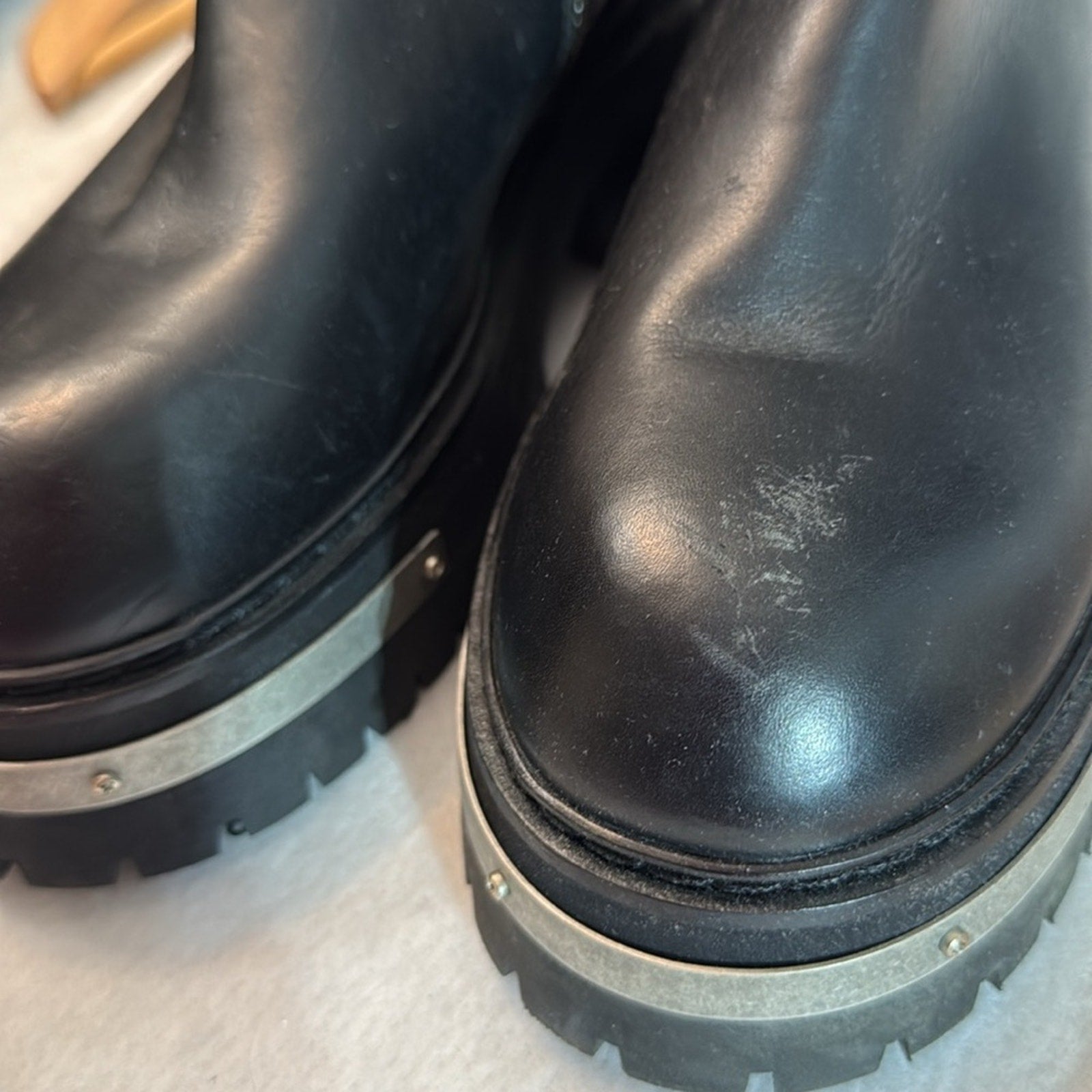 ANN DEMEULEMEESTER  WOMENS METAL DETAILED PLATFORM ANKLE ZIP BOOTS - TUCSON NERO