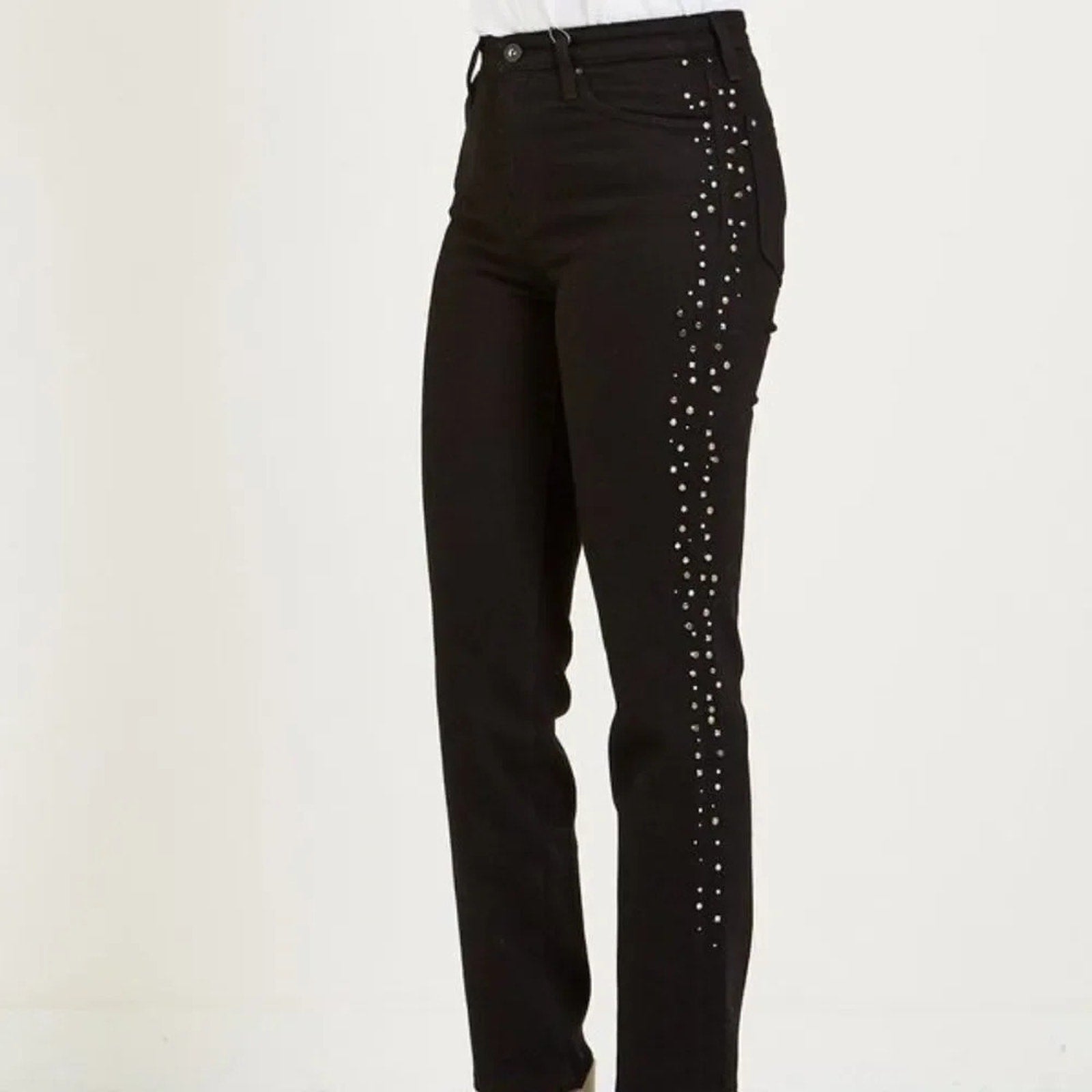 NEW AG THE ISABELLE JEANS IN SUPER BLACK METEOR SHOWER